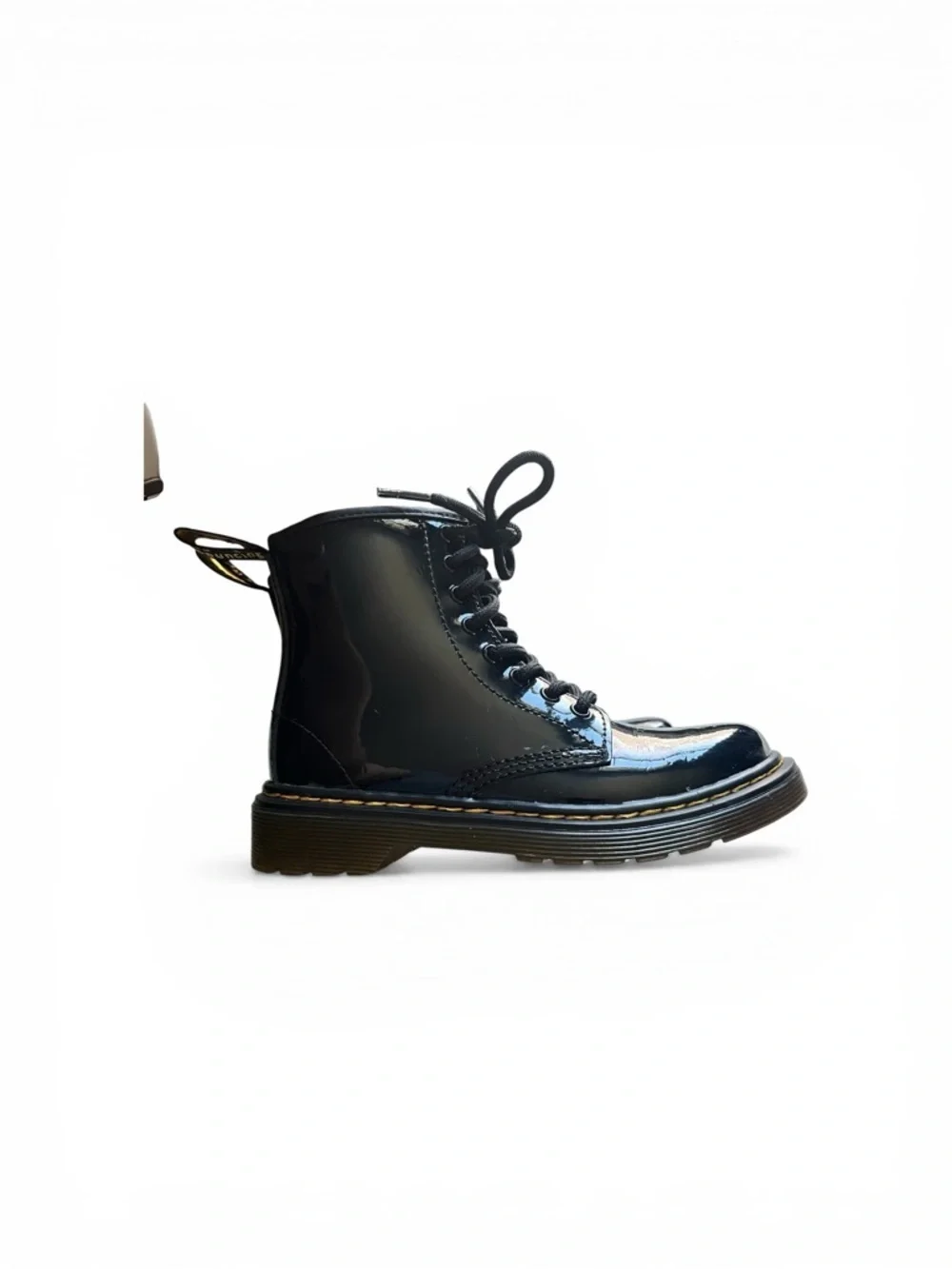 Dr. Martens Kids Black Patent Lace-Up Ankle Boots